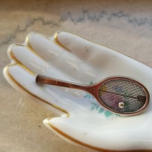 Vintage Sterling Silver Tennis Racket Pin